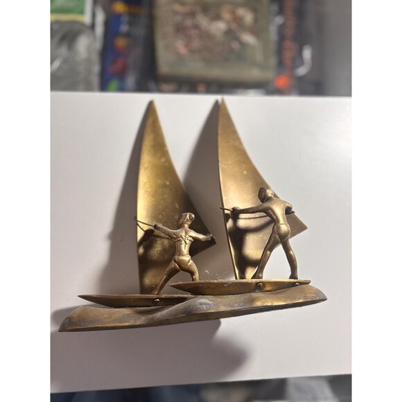 Other - Vintage Brass Sailboat Windsurfing Sculpture Figurine